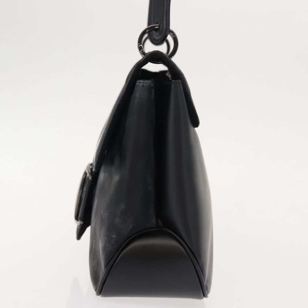 Salvatore Ferragamo Vala Shoulder Bag Leather Black Silver Auth gh1115 - Picture 4 of 16